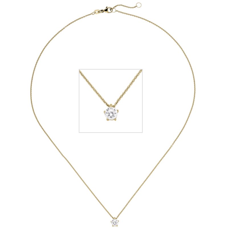 JOBO Collier Kette mit Anh�nger 585 Gold Gelbgold 1 Diamant Brillant 0,70 ct. 45 cm