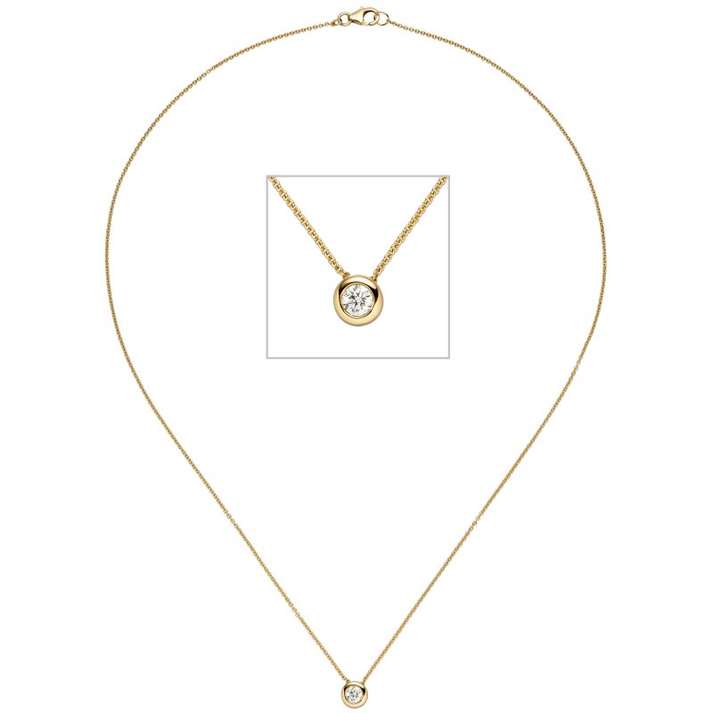 JOBO Collier Kette mit Anh�nger 585 Gold Gelbgold 1 Diamant Brillant 45 cm