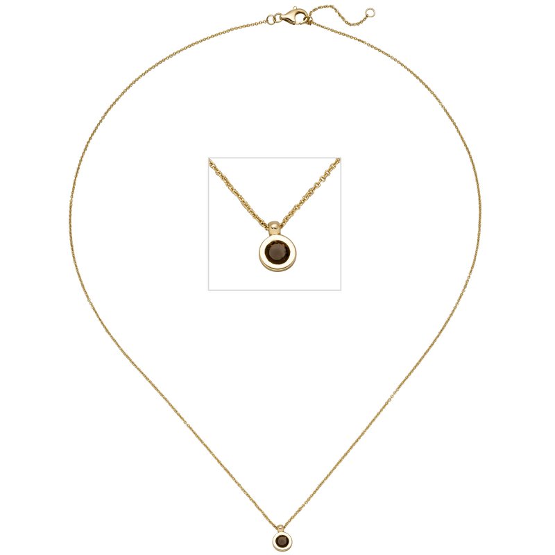 JOBO Collier Kette mit Anh�nger 585 Gold Gelbgold 1 Rauchquarz 45 cm Halskette
