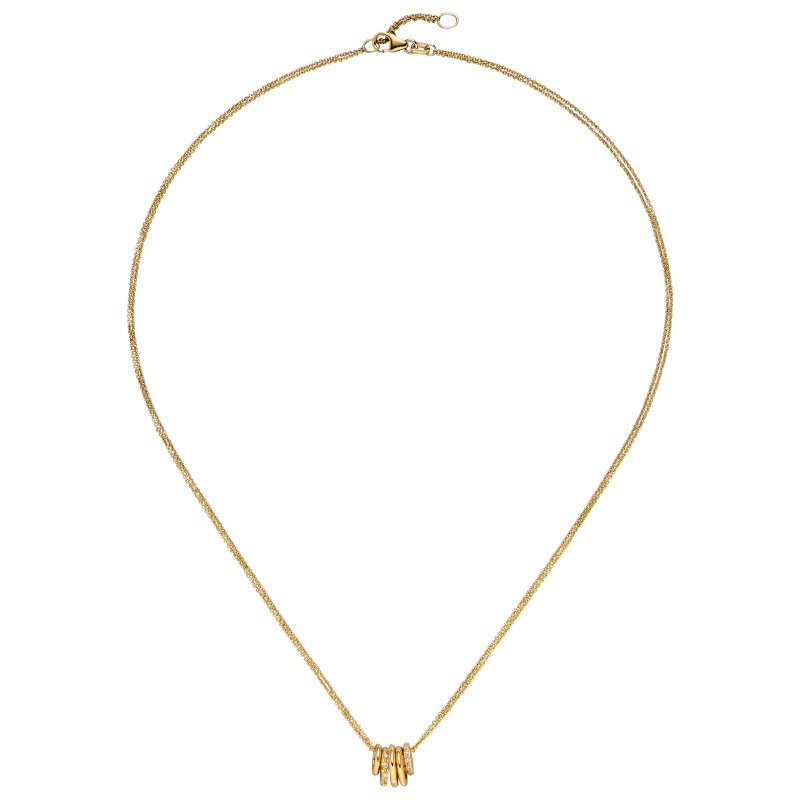 JOBO Collier Kette mit Anh�nger 585 Gold Gelbgold 24 Diamanten Brillanten 45 cm