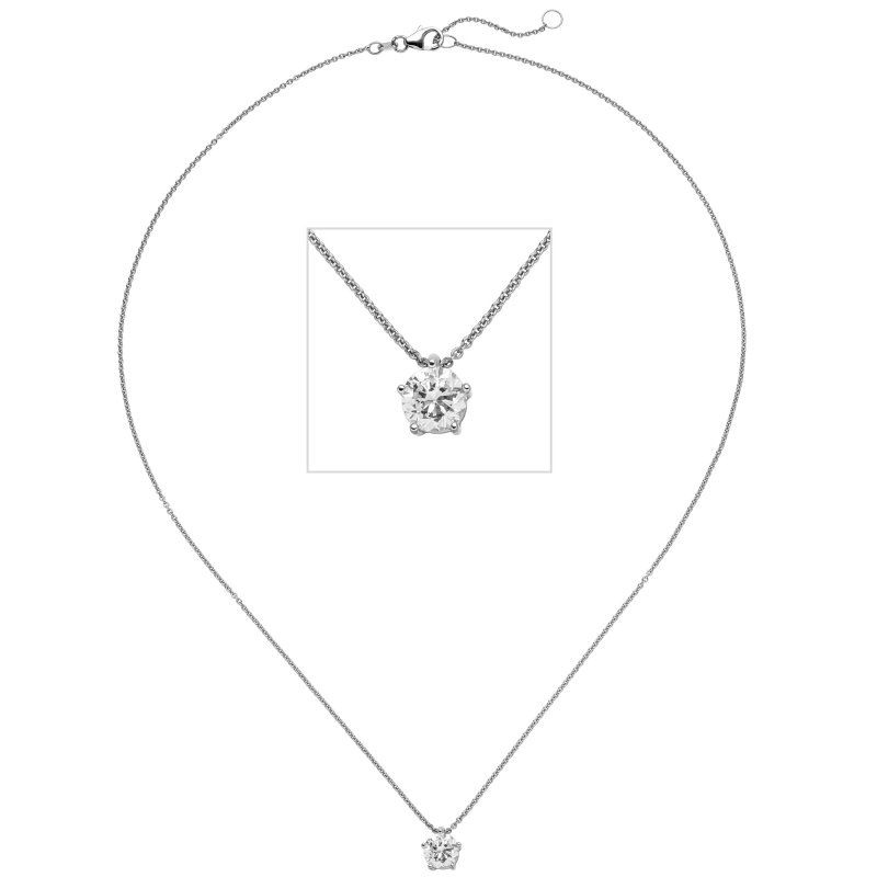 JOBO Collier Kette mit Anh�nger 585 Gold Wei�gold 1 Diamant Brillant 1,0 ct. 45 cm