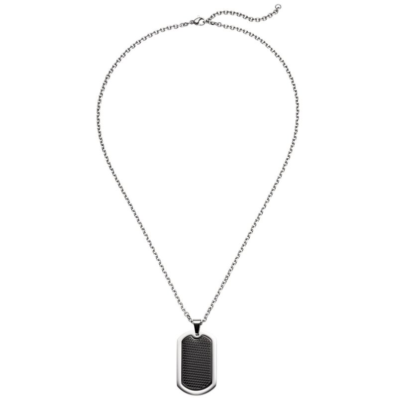 JOBO Collier Kette mit Anhänger Edelstahl schwarz beschichtet 55 cm  Halskette