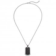 JOBO Collier Kette mit Anh�nger Edelstahl schwarz beschichtet 55 cm Halskette