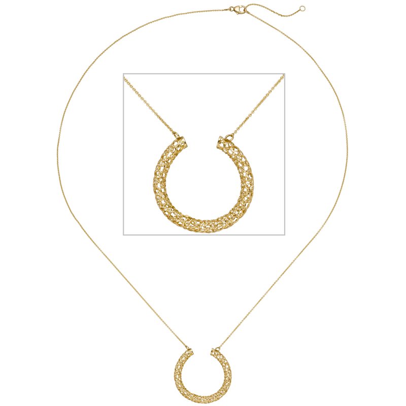 JOBO Collier Kette mit Anh�nger Geflecht 750 Gold Gelbgold 45 cm Goldkette