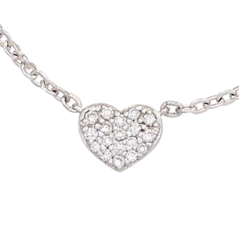 JOBO Collier Kette mit Anh�nger Herz 585 Gold Wei�gold 26 Diamanten 45 cm Halskette