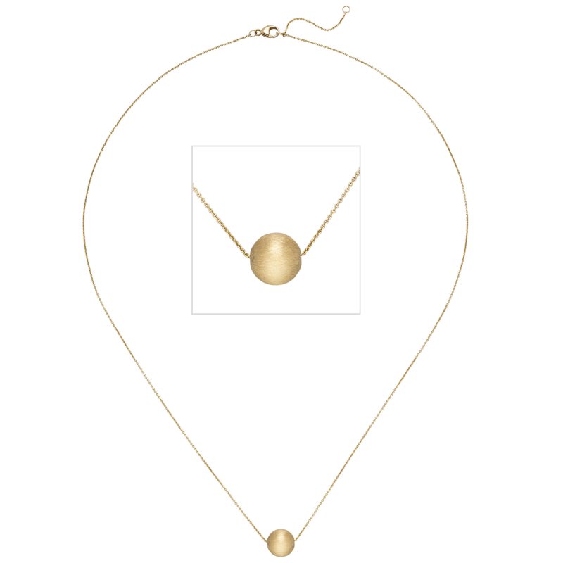 JOBO Collier Kette mit Anh�nger Kugel 750 Gold Gelbgold matt 45 cm Halskette