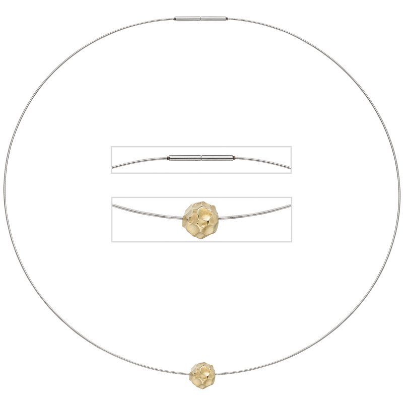 JOBO Collier Kette mit Anh�nger aus Edelstahl mit 585 Gold kombiniert matt 42 cm