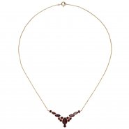 JOBO Collier Statement Halskette 333 Gold Gelbgold 14 Granate rot 42 cm Kette