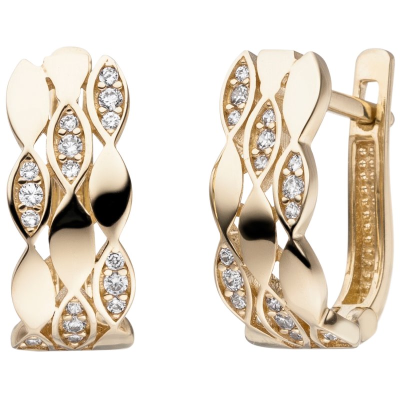 JOBO Creolen 333 Gold Gelbgold 32 Zirkonia Ohrringe