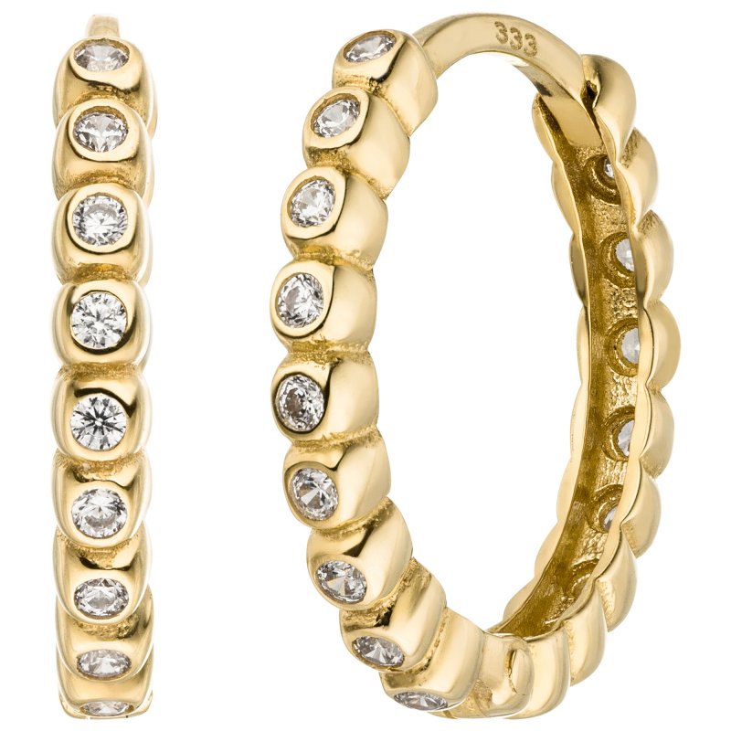 JOBO Creolen 333 Gold Gelbgold 36 Zirkonia Ohrringe