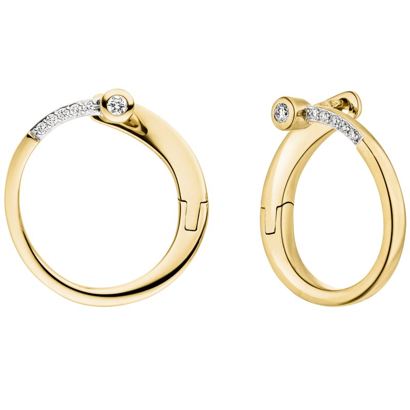 JOBO Creolen 585 Gold Gelbgold 12 Diamanten Brillanten Ohrringe