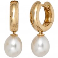 JOBO Creolen 585 Gold Gelbgold 2 S��wasser Perlen Ohrringe