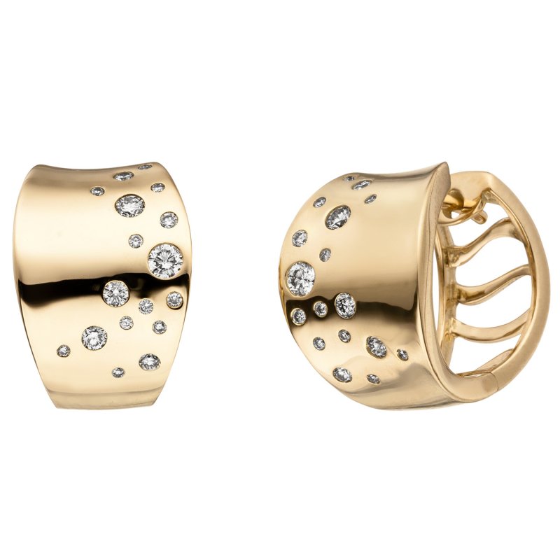 JOBO 585 Goldcreolen Gelbgold Creolen Ohrringe Brillanten 34 Gold Diamanten