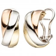 JOBO Creolen 585 Gold Gelbgold Wei�gold Rotgold tricolor dreifarbig Ohrringe