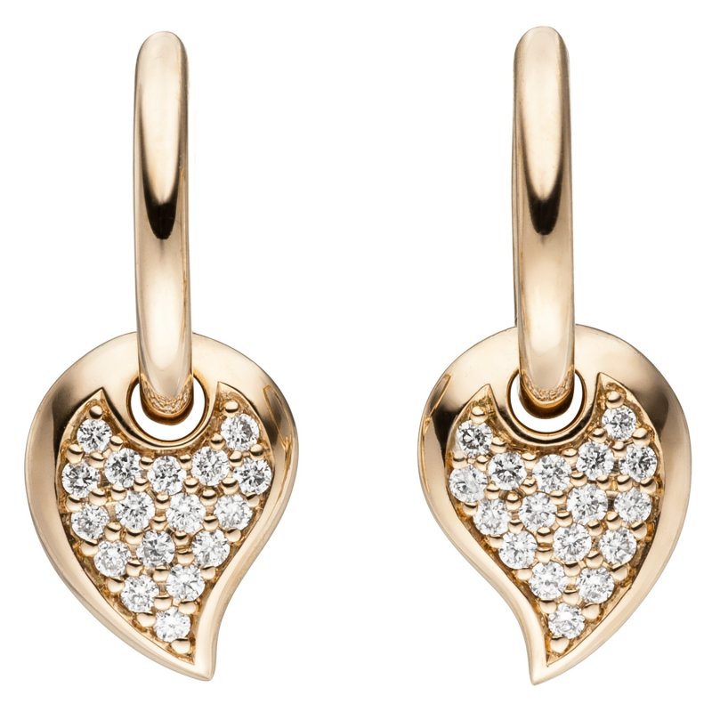 JOBO Creolen 585 Gold Rotgold 34 Diamanten Brillanten Ohrringe Diamantohrringe