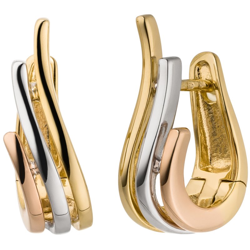 JOBO Creolen 585 Gold Tricolor-Optik Ohrringe