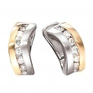 JOBO Creolen 585 Gold Wei�gold Gelbgold bicolor matt 16 Diamanten Brillanten Ohrringe