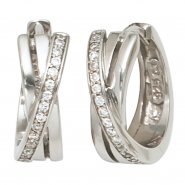 JOBO Creolen 925 Sterling Silber mit Zirkonia Ohrringe Silberohrringe Silbercreolen