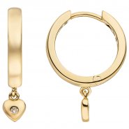 JOBO Creolen Herz aus 333 Gold mit Zirkonia