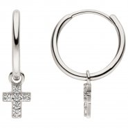 JOBO Creolen Kreuz Silber Ohrringe