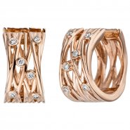 JOBO Creolen breit 585 Gold Rotgold 12 Diamanten Brillanten Ohrringe Rotgoldcreolen