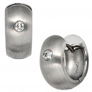 JOBO Creolen breit 950 Platin matt 2 Diamanten Brillanten Ohrringe Platinohrringe