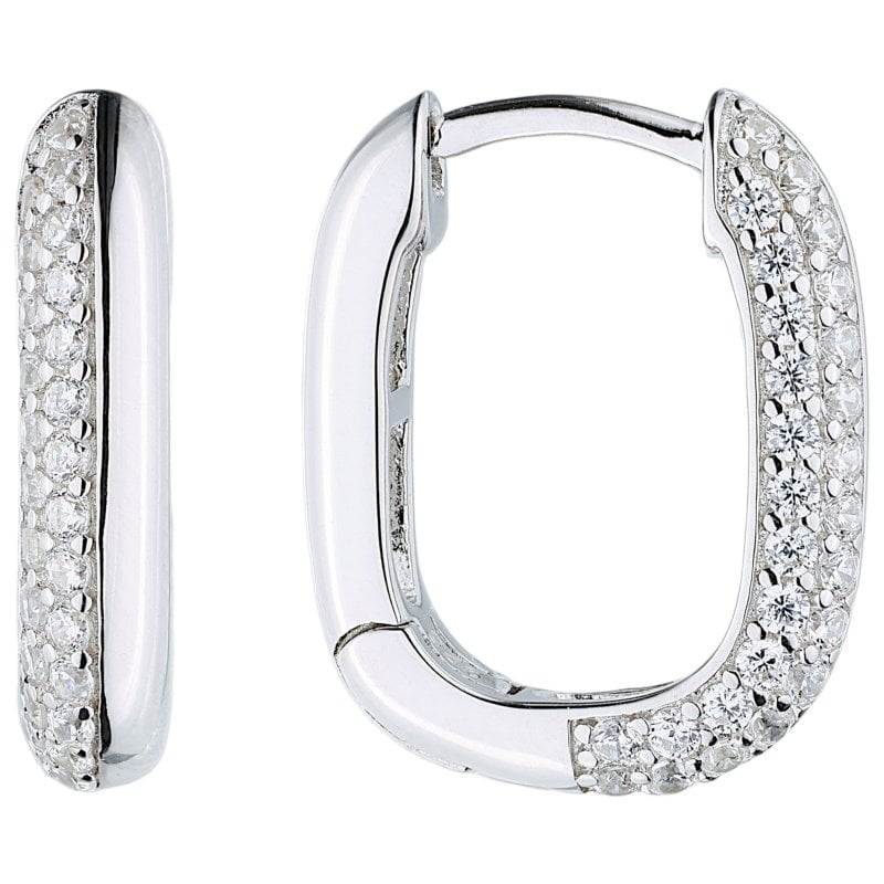 JOBO Creolen eckig 925 Sterling Silber 54 Zirkonia Ohrringe