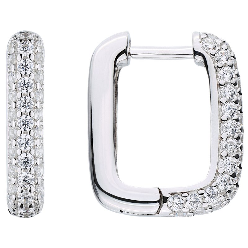 JOBO Creolen eckig 925 Sterling Silber 74 Zirkonia Ohrringe