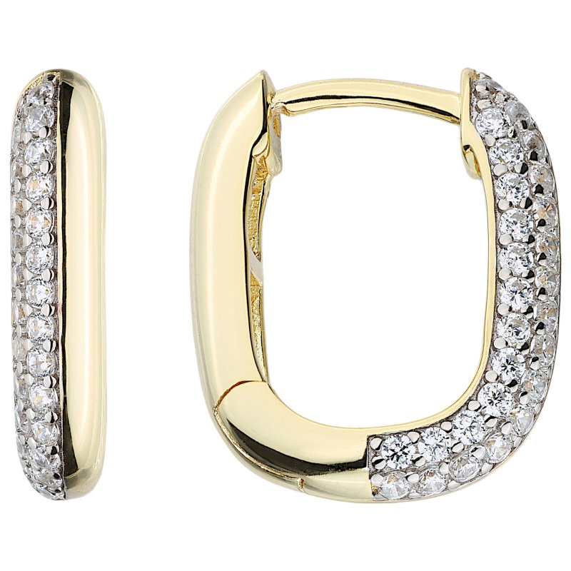 JOBO Creolen eckig 925 Sterling Silber vergoldet 54 Zirkonia
