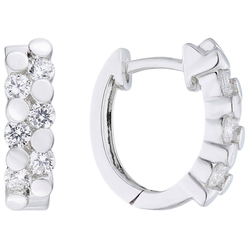 JOBO Creolen oval 925 Sterling Silber 12 Zirkonia Ohrringe