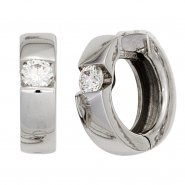 JOBO Creolen rund 585 Gold Wei�gold 2 Diamanten Brillanten 0,30 ct. Ohrringe