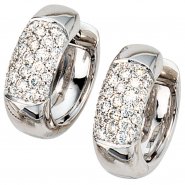 JOBO Creolen rund 585 Gold Wei�gold 54 Diamanten Brillanten Ohrringe Wei�goldcreolen