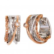 JOBO Creolen rund 585 Gold Wei�gold Rotgold bicolor 52 Diamanten Ohrringe Goldcreolen