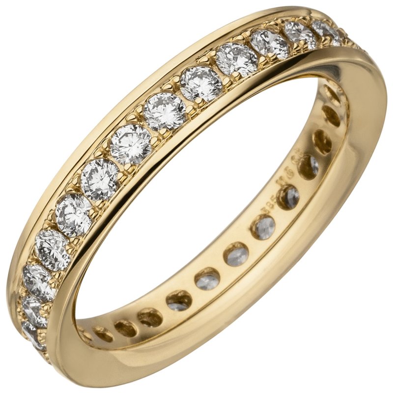 JOBO Damen Memory-Ring 585 Gold Gelbgold mit Diamanten Brillanten rundum
