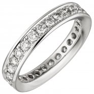 JOBO Damen Memory-Ring 585 Gold Wei�gold mit Diamanten Brillanten rundum