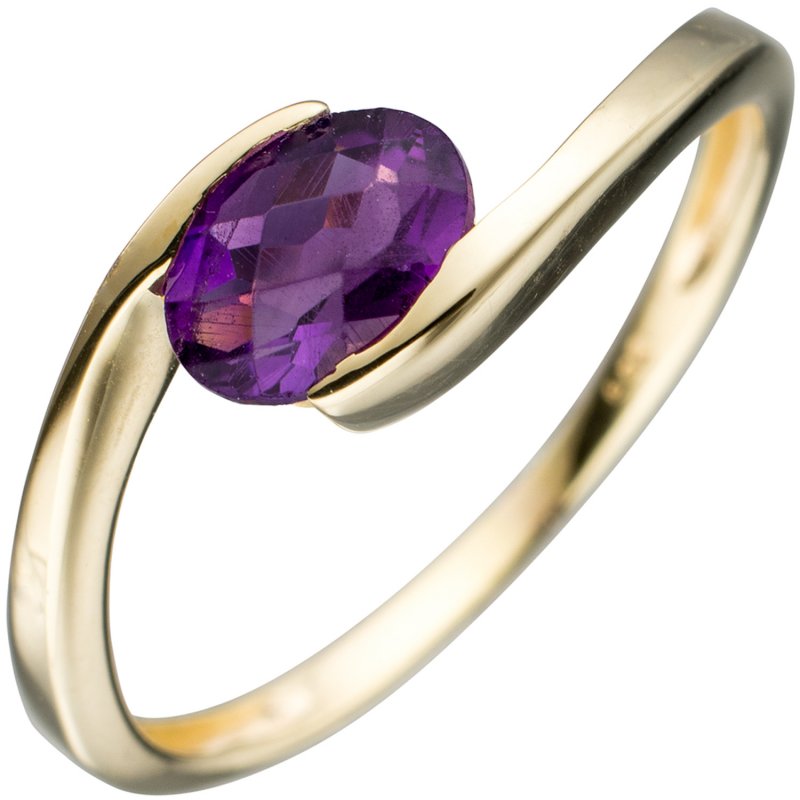 JOBO Damen Ring 333 Gold Gelbgold 1 Amethyst lila violett Goldring