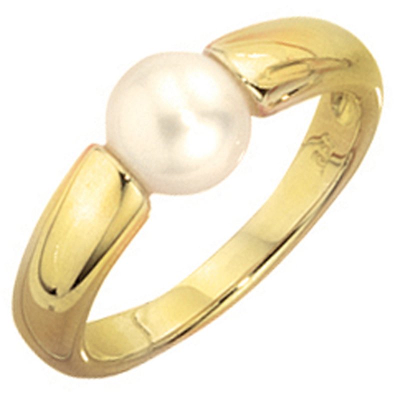 Perlenring JOBO Damen 1 Goldring Gold Süßwasser Gelbgold Perle 333 Ring
