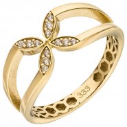 JOBO Damen Goldring mit Zirkonia