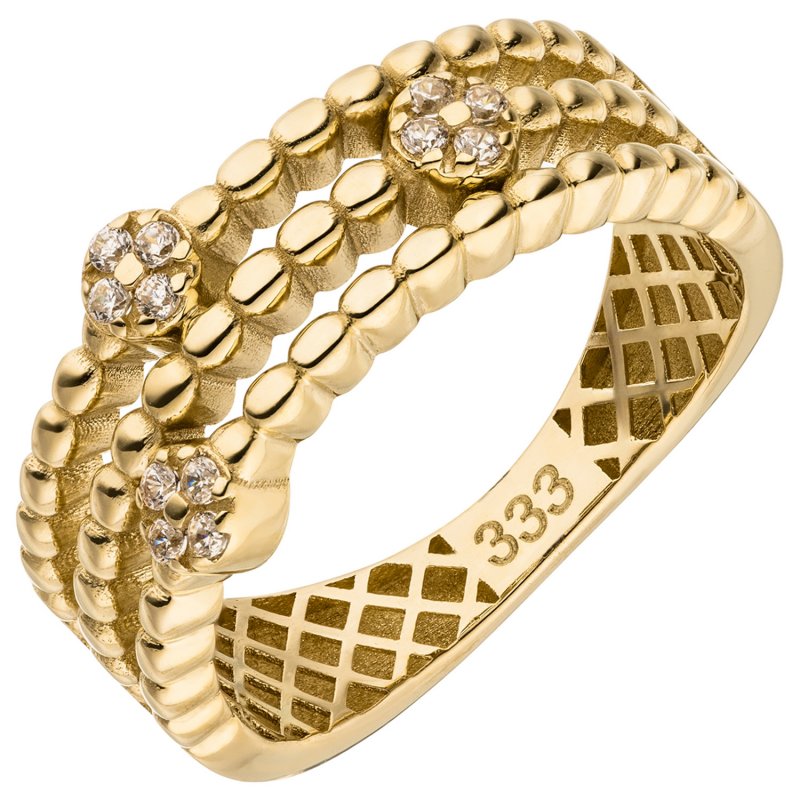 JOBO Damen Ring 333 Gold Gelbgold 12 Zirkonia Goldring
