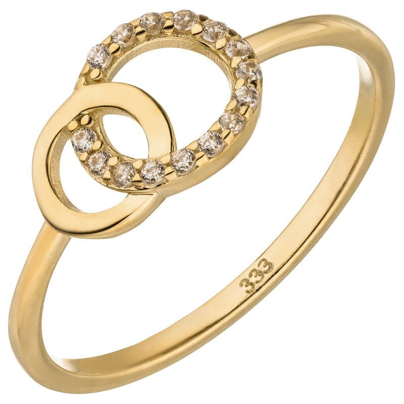 JOBO Damen Ring 333 Gold Gelbgold 15 Zirkonia Goldring