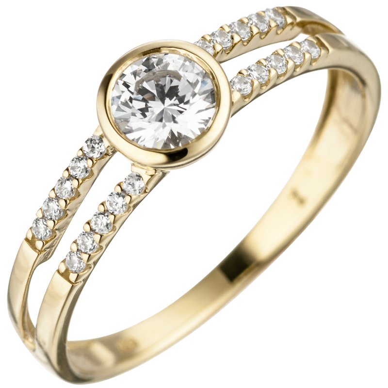 JOBO Damen Ring 333 Gold Gelbgold 21 Zirkonia Goldring