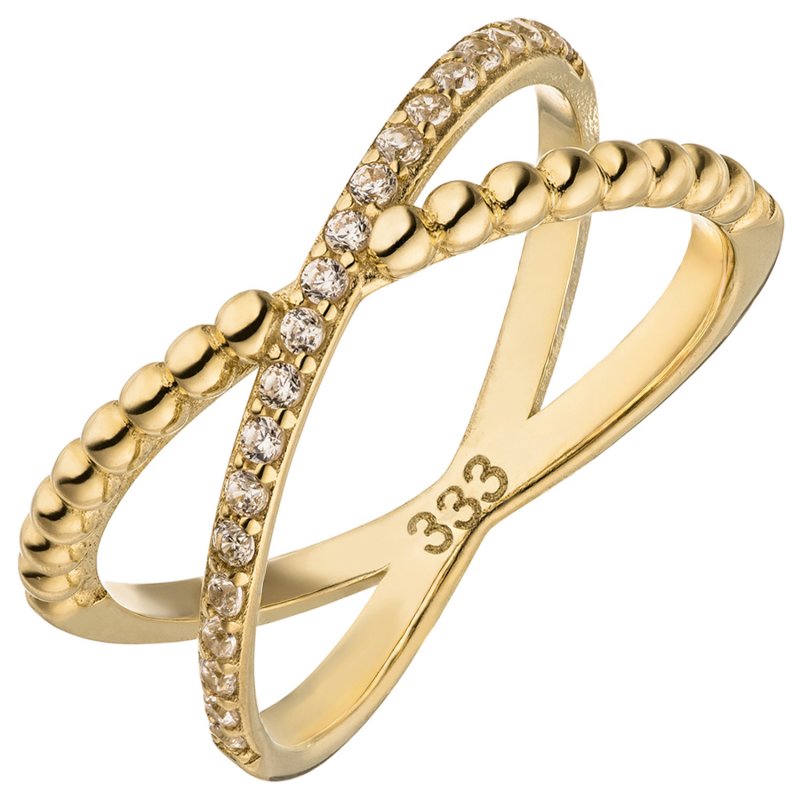 JOBO Damen Ring 333 Gold Gelbgold 21 Zirkonia Goldring