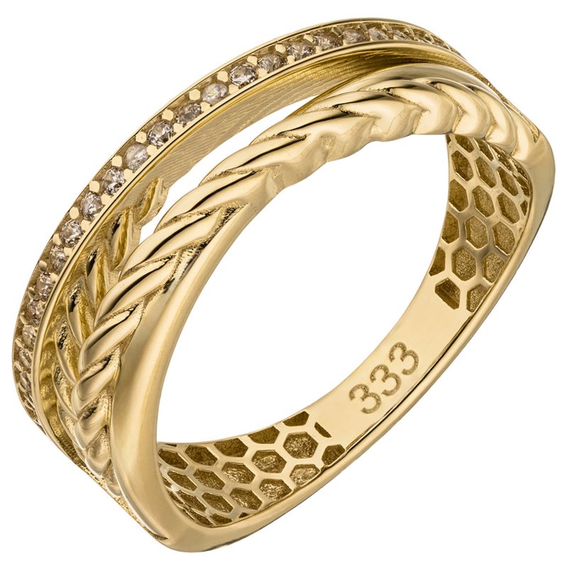 JOBO Damen Ring 333 Gold Gelbgold 26 Zirkonia Goldring
