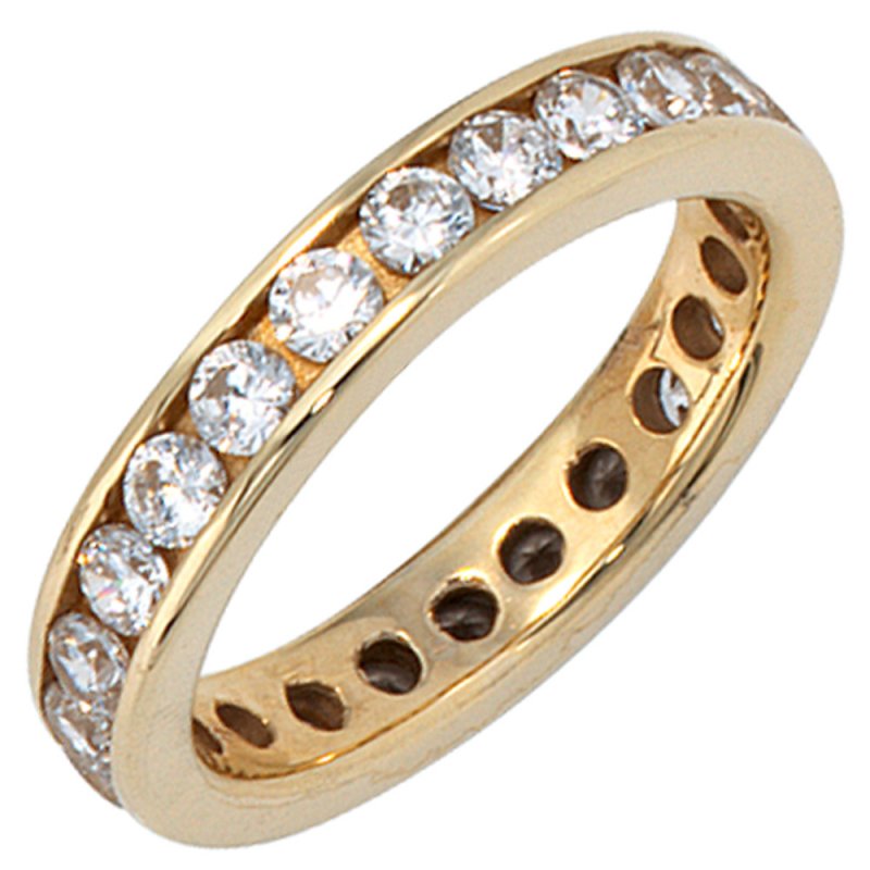 JOBO Damen Ring 333 Gold Gelbgold mit Zirkonia rundum Goldring Memory-Ring