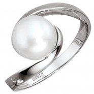 JOBO Damen Ring 333 Gold Wei�gold 1 S��wasser Perle Goldring Perlenring