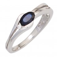 Eleganter Wei�gold-Ring mit Saphir & Diamant