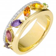 JOBO Damen Ring aus 585 Gelbgold mit Edelsteinen
