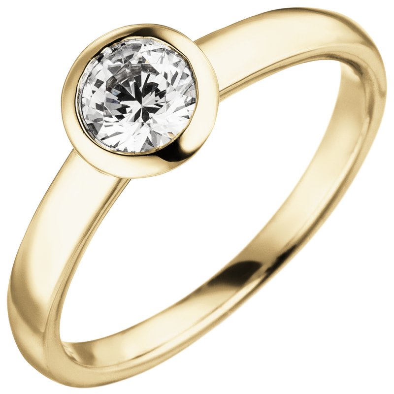 JOBO Damen Ring 585 Gold Gelbgold 1 Diamant Brillant 0,50 ct. Diamantring Solit�r