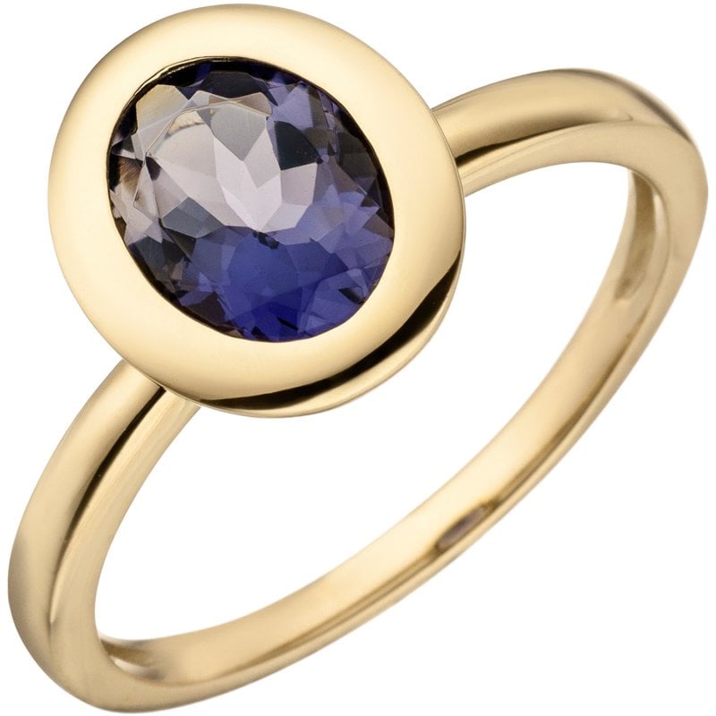 JOBO Damen Ring 585 Gold Gelbgold 1 Iolith Goldring Iolithring