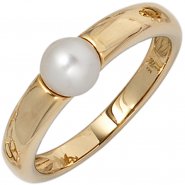 JOBO Damen Ring 585 Gold Gelbgold 1 S��wasser Perle Goldring Perlenring
